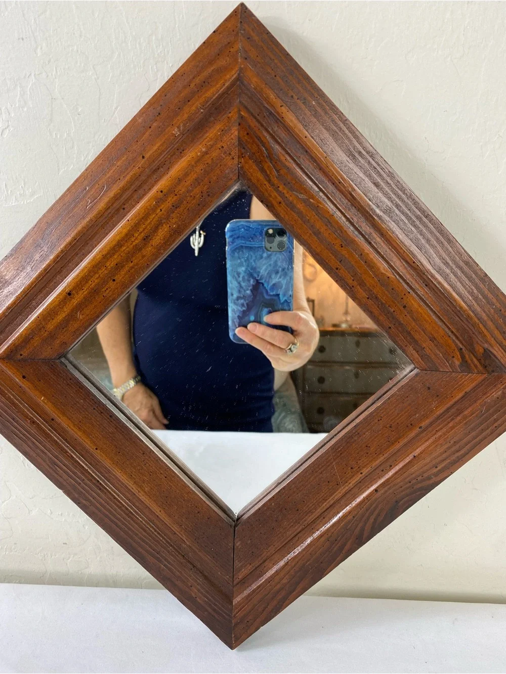 Rustic Brown Wood Framed Wall Mirror - Home Wall Decor Vintage